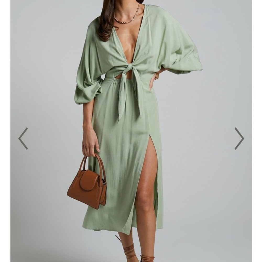 Showpo green midi dress in color SAGE